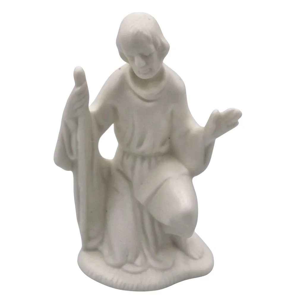Vintage Nativity Scene Figurines Set Matte Ivory Ceramic 7 Piece 1980's Taiwan‎